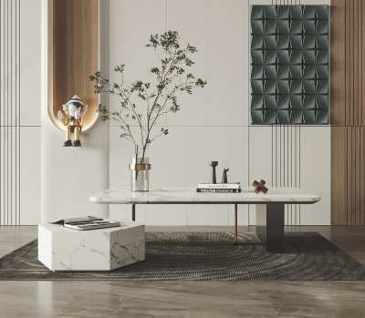 现代大理石茶几3D模型下载